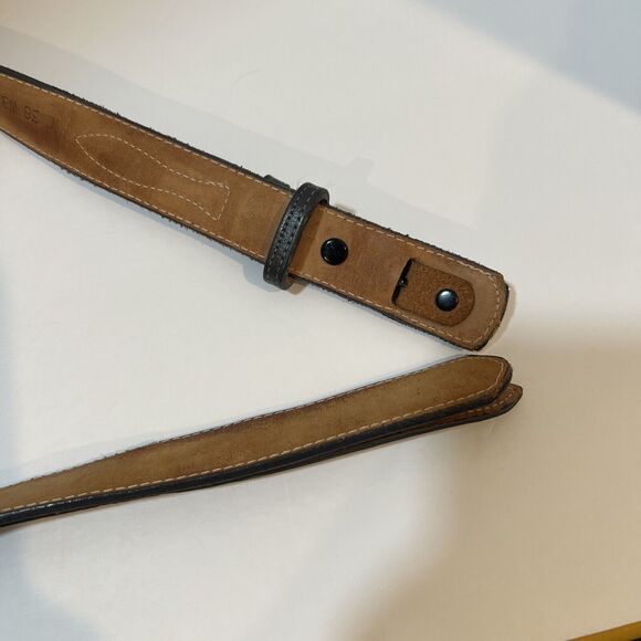 VTG Justin Genuine Leather Top Grain Cowhide Gray Silver Tone Buckle 38 Belt - Picture 11 of 11